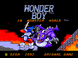 Wonder Boy title screen for Sega Master System